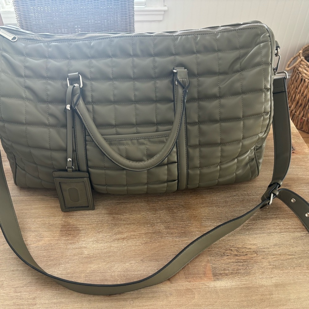 Steve Madden Quilted Olive Green Weekender Bag